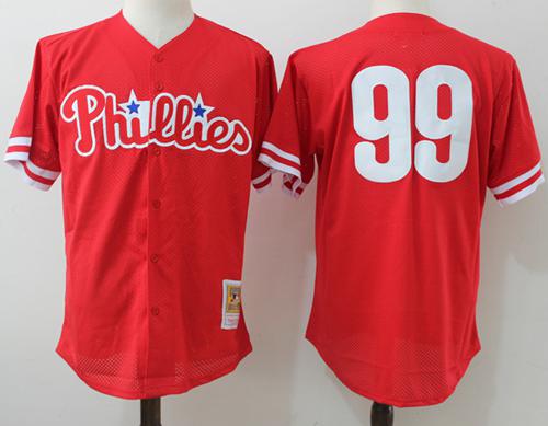 Mitchell And Ness Phillies #99 Mitch Williams Red Throwback Stitched MLB Jersey